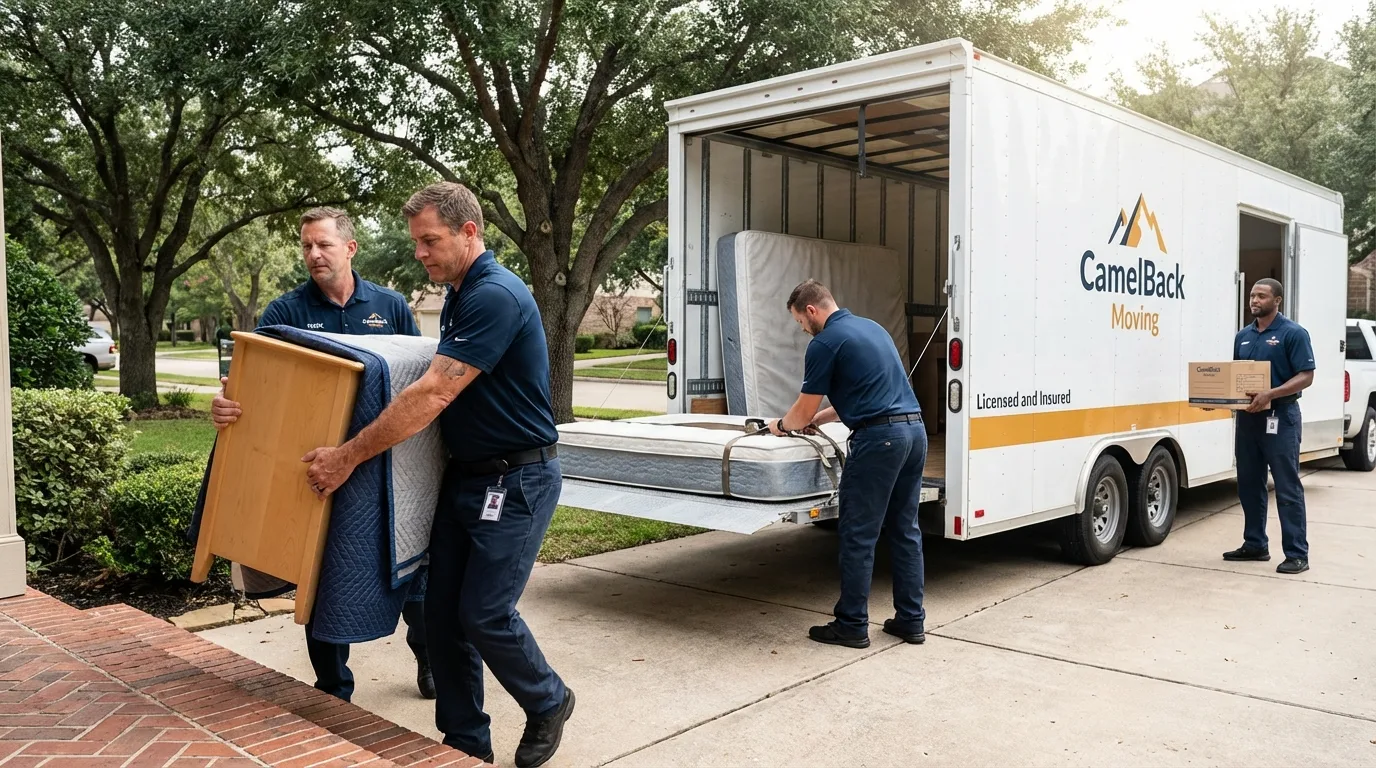 Crew loading residential truck for cross-state move from Seaford, NY