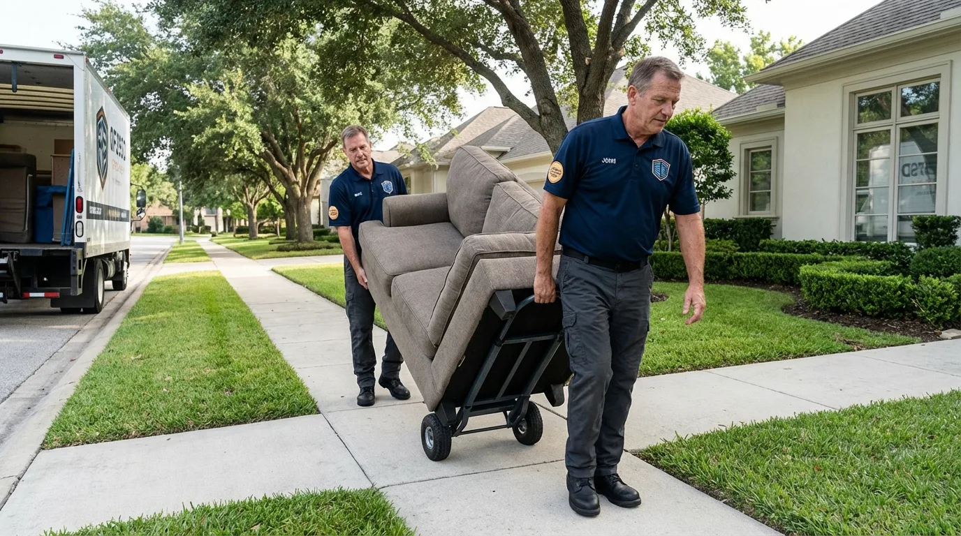 Local residential moving crew loading furniture in Seaford, NY